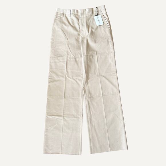 Size 50 - Lanvin Paris Mens Light Khaki Double Knee Trousers - Picture 1 of 6